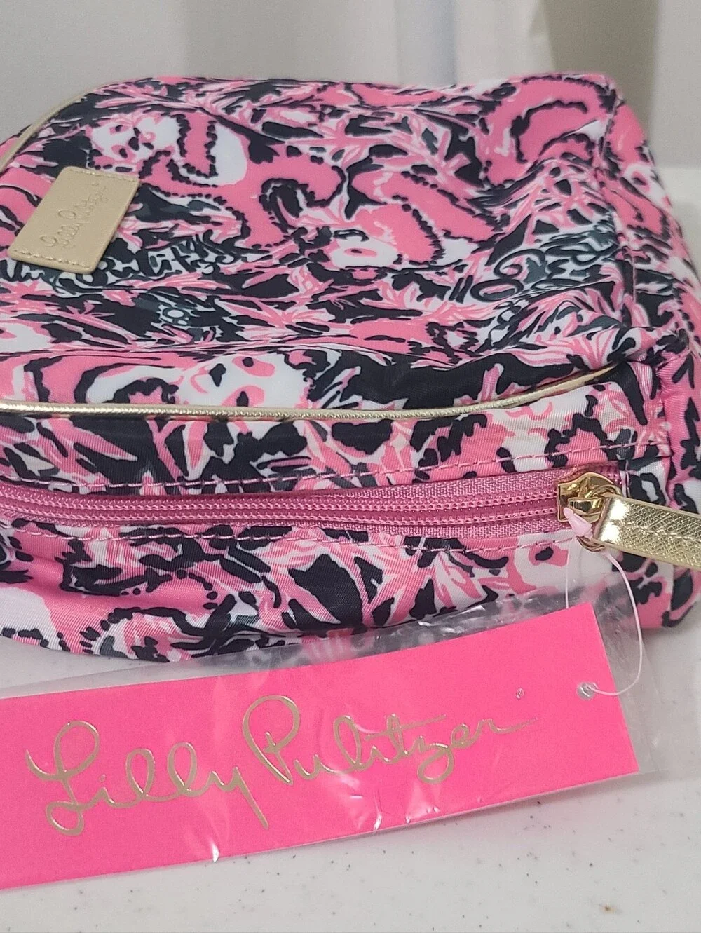 NWT Lilly Pulitzer Hanging With My Boo Escape Cosmetic Case Makeup Bag Panda